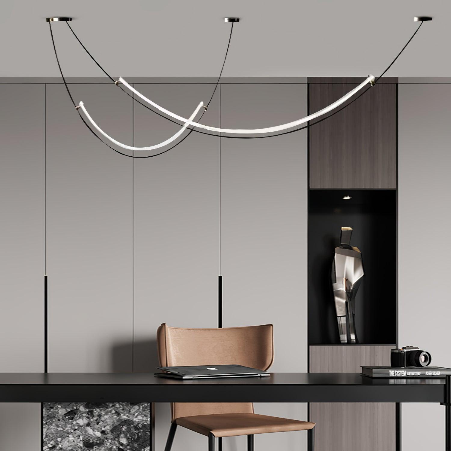 Zephira | Modern Pendant Light with Curved LED Design | Stylish Illumination for Dining and Living Areas 7