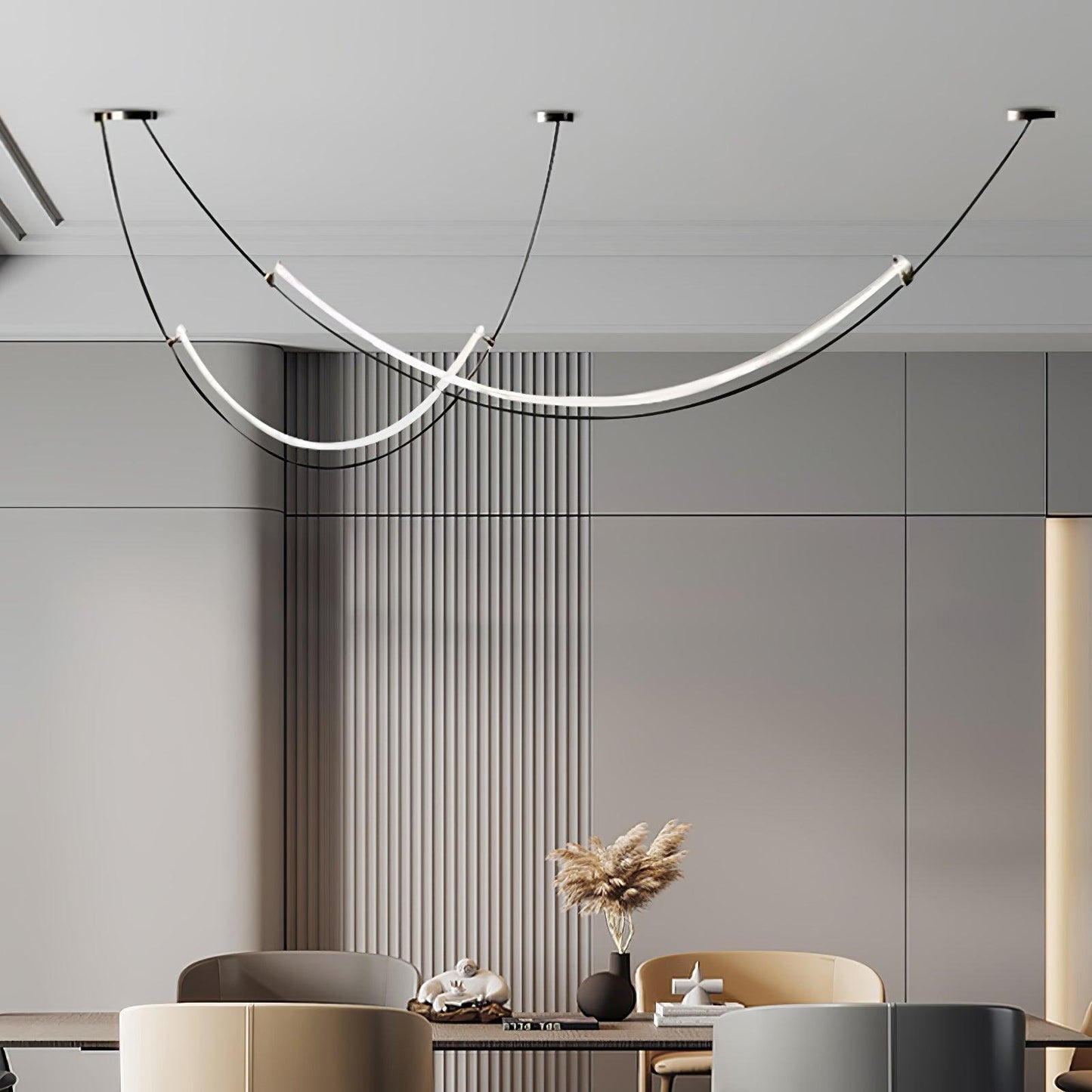 Zephira | Modern Pendant Light with Curved LED Design | Stylish Illumination for Dining and Living Areas 8