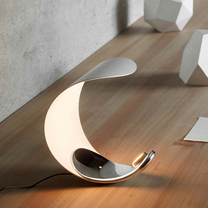 Elif Moon Arc Table Lamp on wood