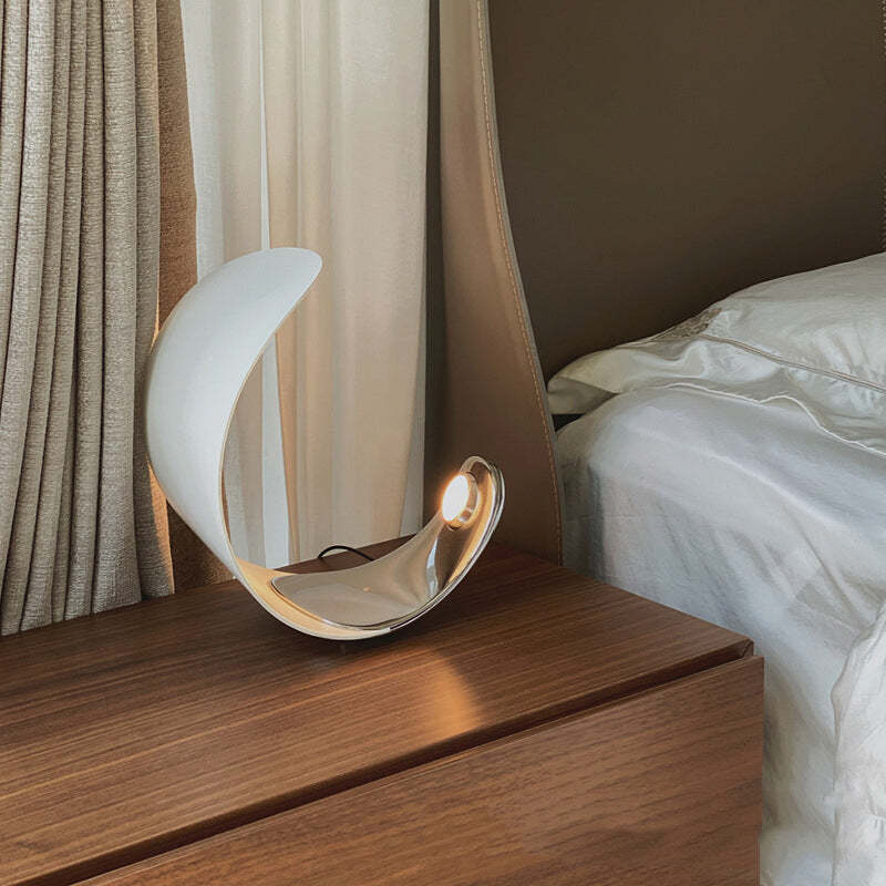 Elif Moon Arc Table Lamp on nightstand