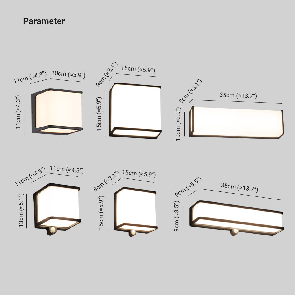 Orr Sensor Solar Wall Lamp dimensions