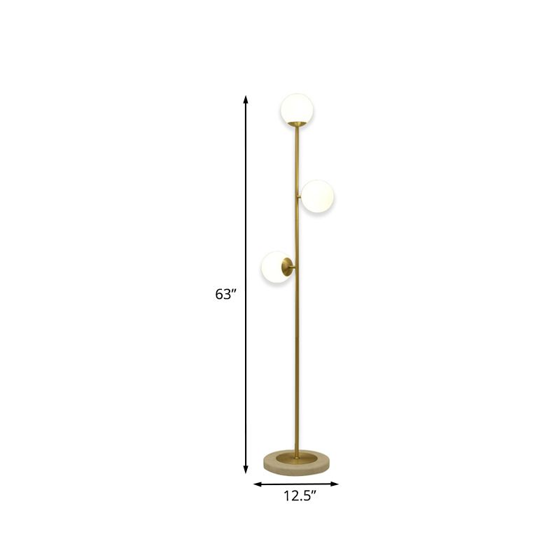 Valentina 3-Head Brass Glass Floor Lamp