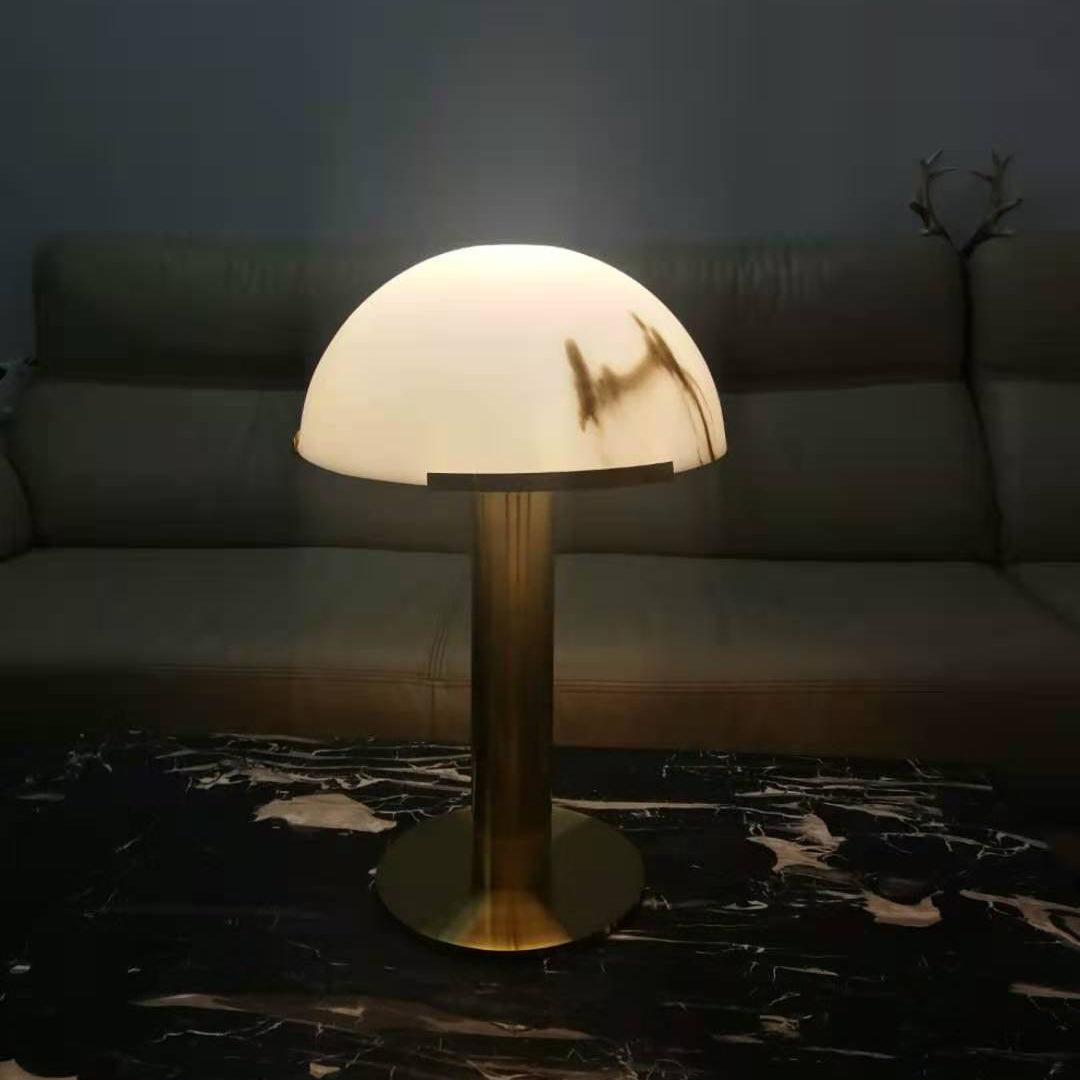 Jade mushroom table lamp room setting