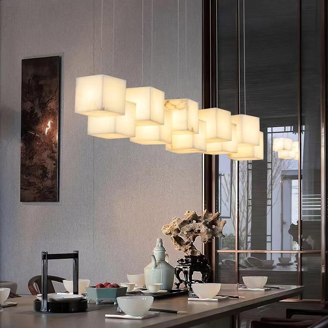 Jade alabaster chandelier detail