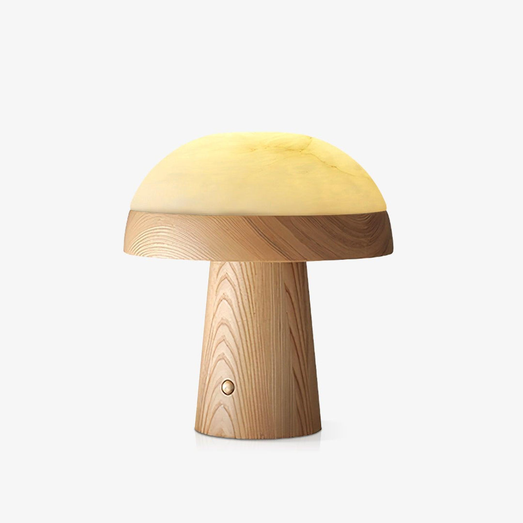 Jade Alabaster Wood Mushroom Table Lamp