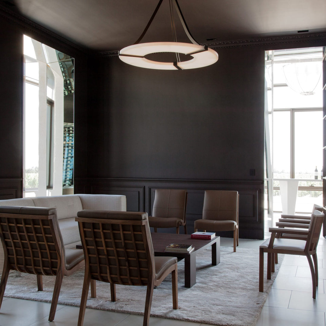 Jade circular pendant light room setting