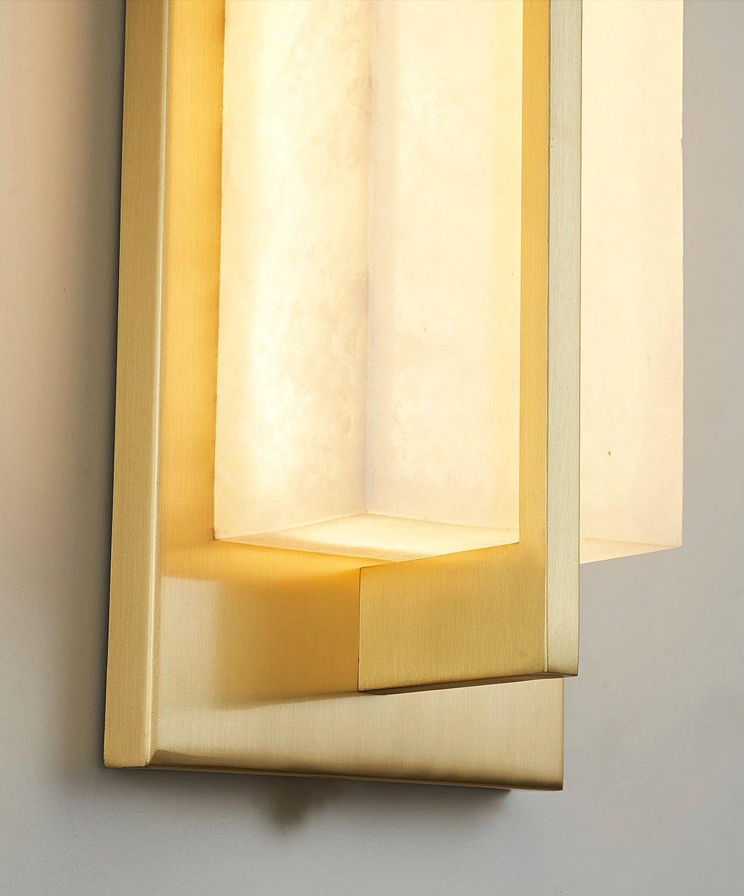Jade Rectangular Alabaster Brass Wall Light Living Room Bedroom