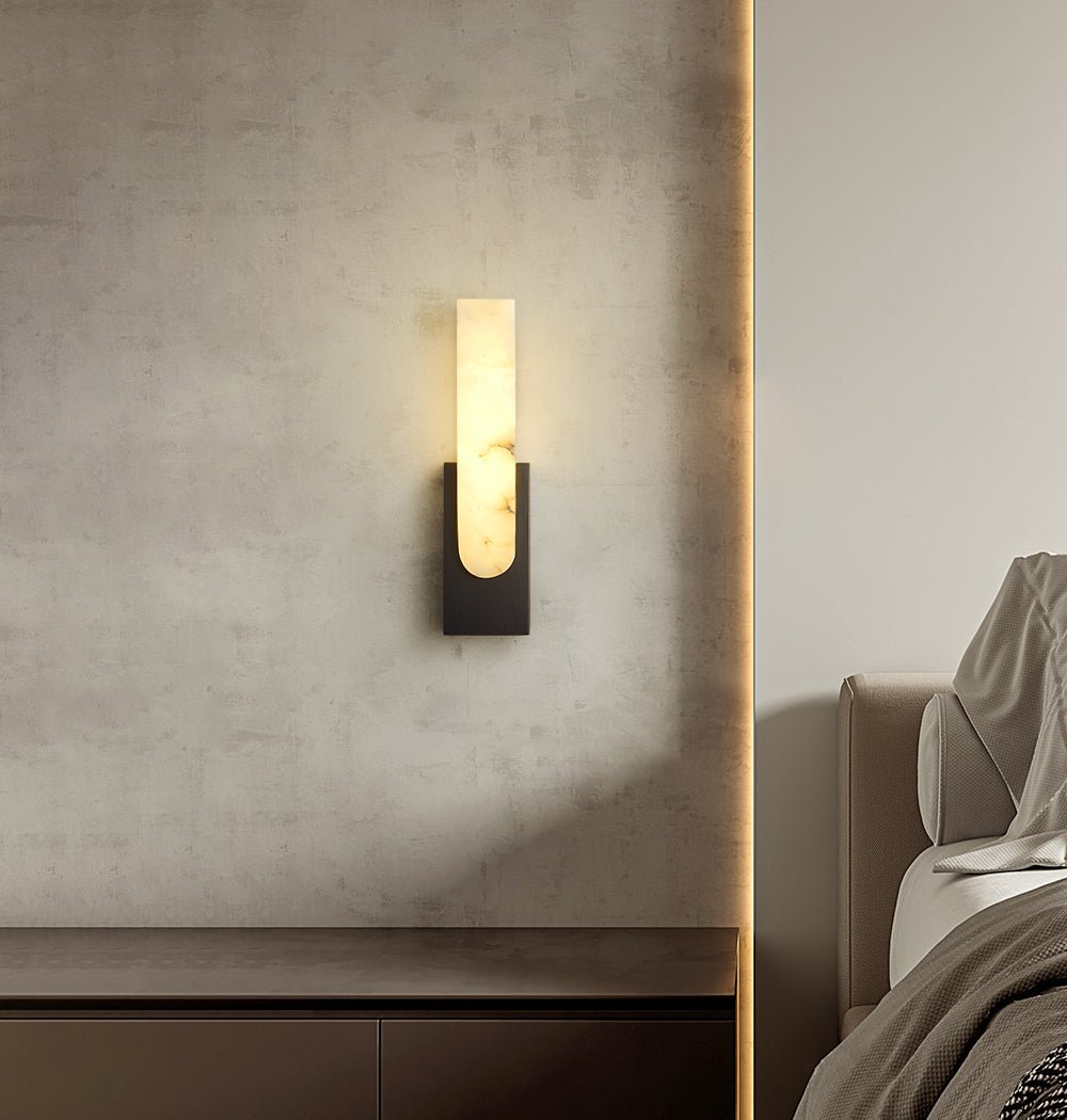 Jade Agatha Alabaster Wall Light, Metal & Alabaster, D10xH50cm | 5 Colours