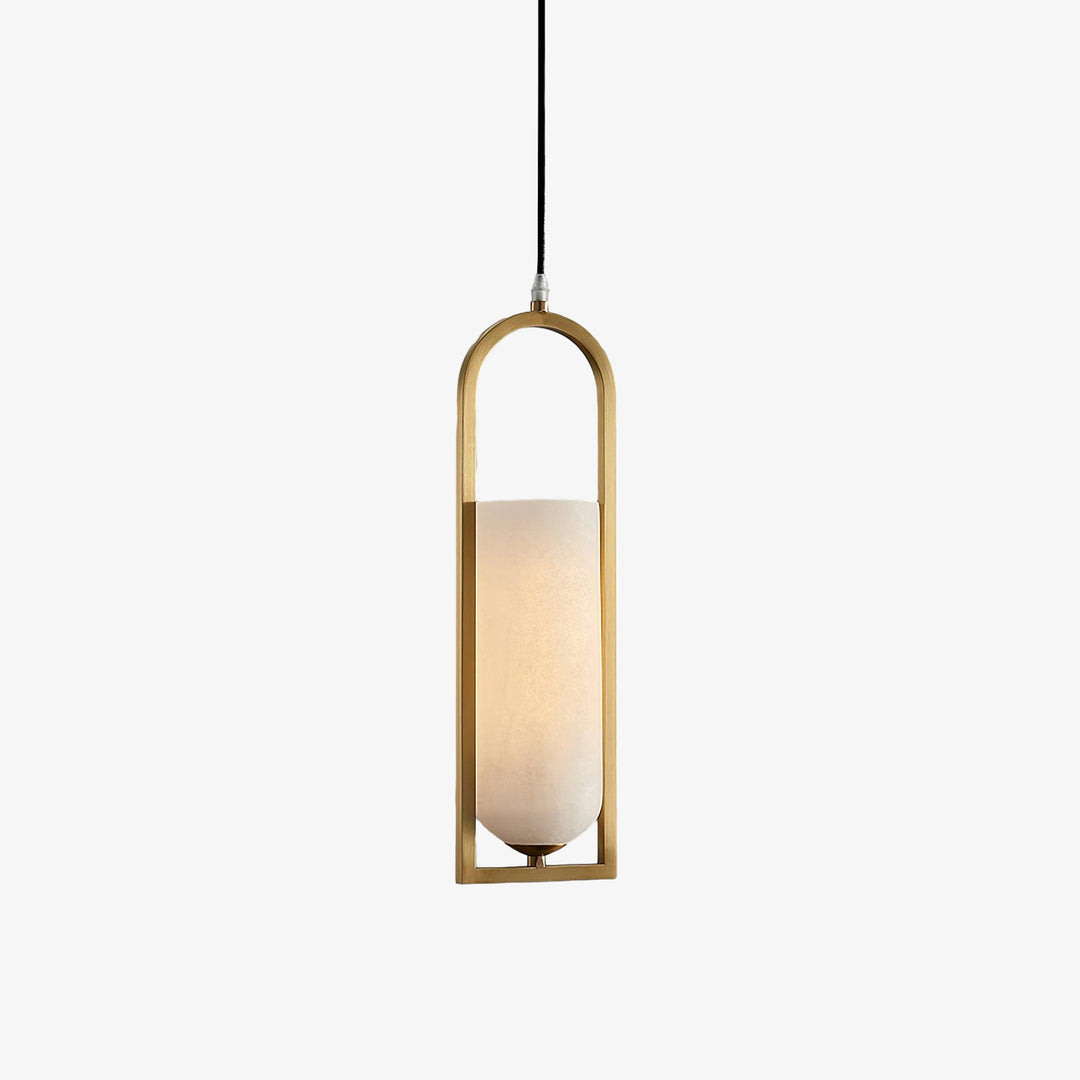 Jade Elegant Alabaster Cylinder Brass Pendant Light