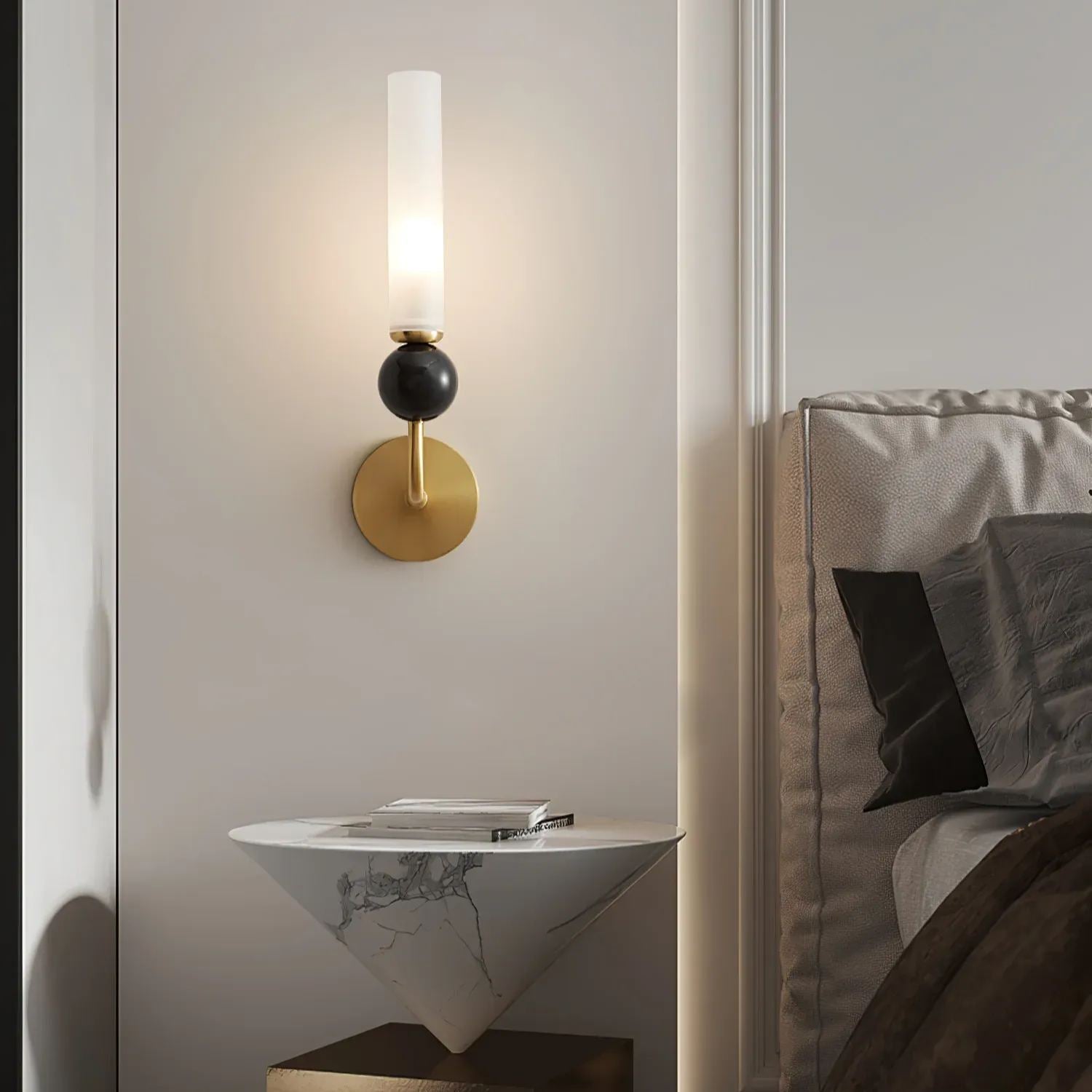 Edge Modern Marble Brass Acrylic Vertical Wall Lamp Living Room Bedroom