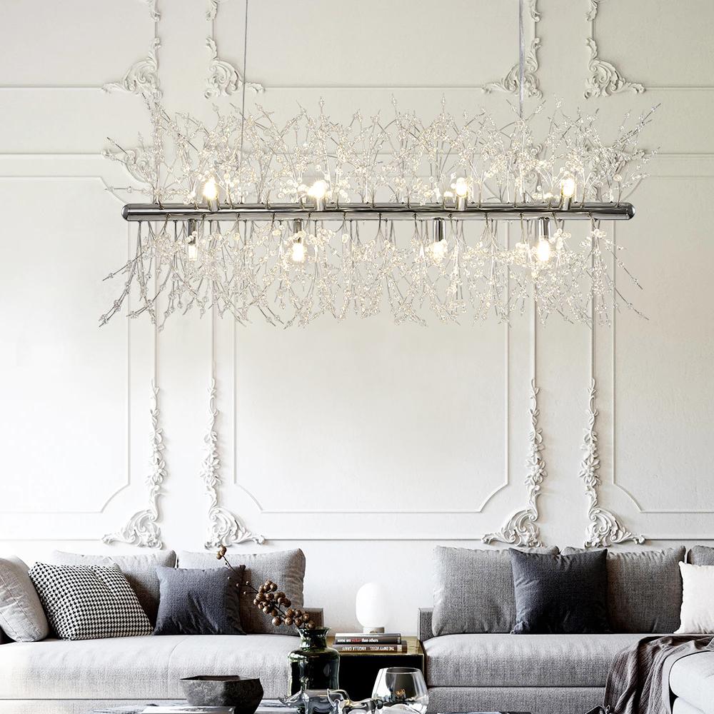 12-Light Crystal Linear Chandelier | 2 Colours