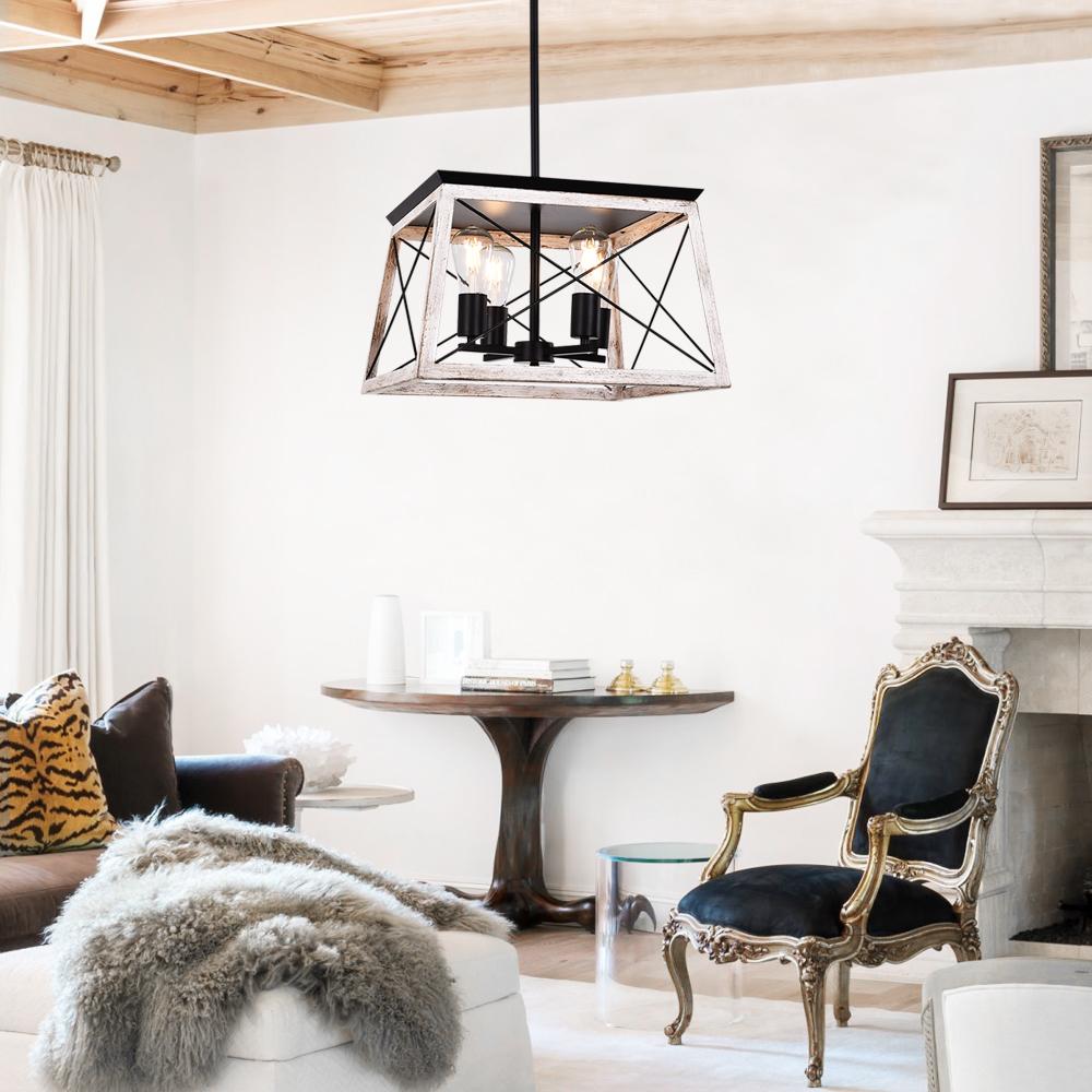 4-Light Square Kitchen Chandelier | 2 Colours