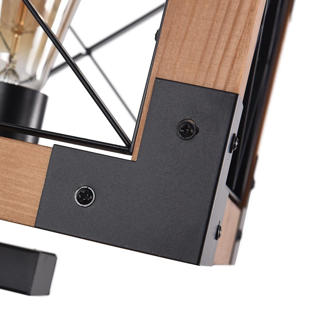 5-Light Wooden Rectangular Chandelier