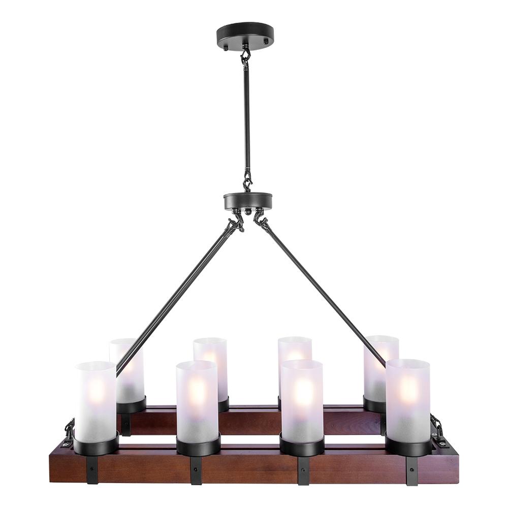 8-Light Black Wood Farmhouse Chandelier