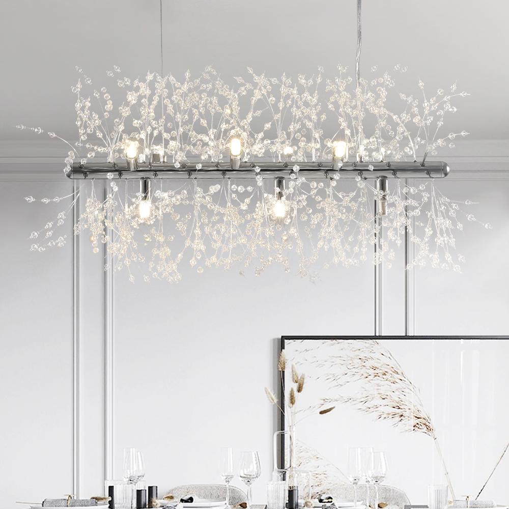 9-Light Linear Modern Crystal Chandelier