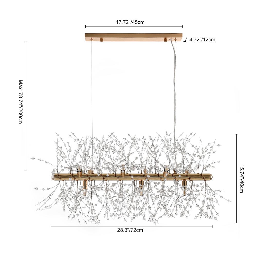 9-Light Linear Modern Crystal Chandelier