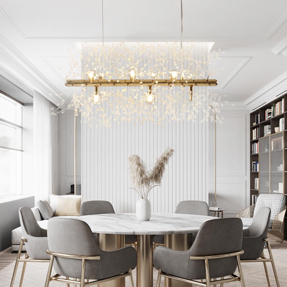 9-Light Linear Modern Crystal Chandelier