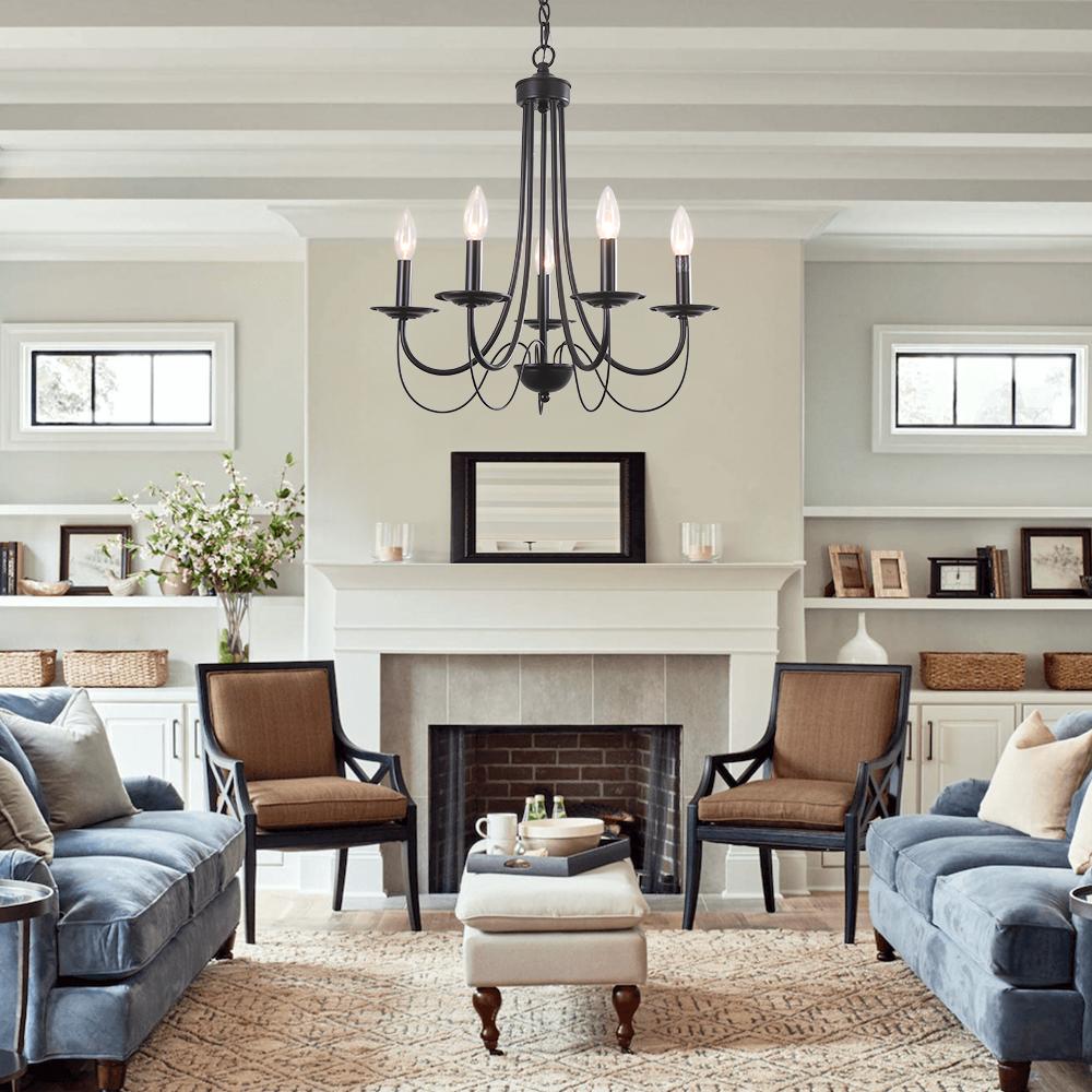 5-Light Candle Style Metal Chandelier