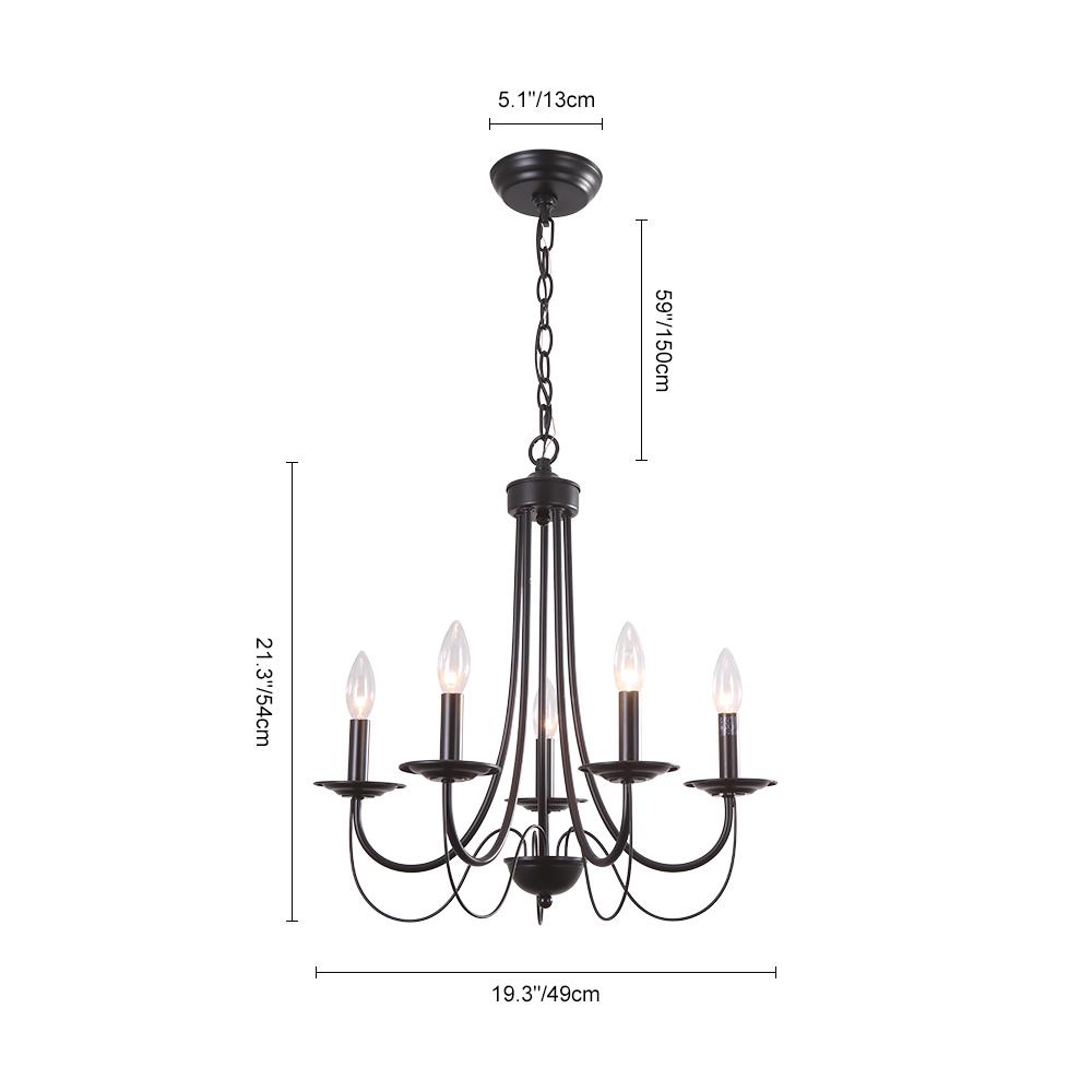 5-Light Candle Style Metal Chandelier