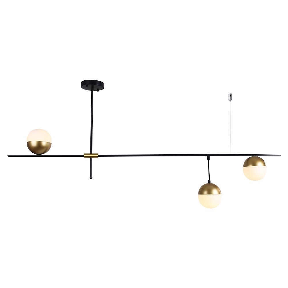 3-Light Glass Globe Linear Chandelier