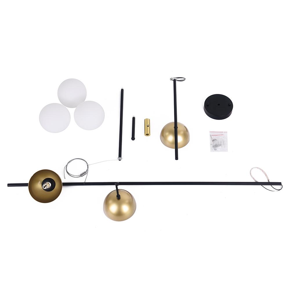 3-Light Glass Globe Linear Chandelier