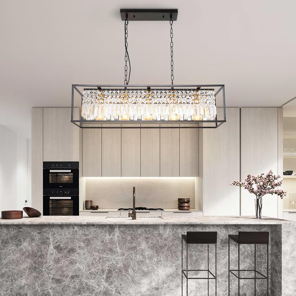 5-Light Crystal Rectangular Chandelier
