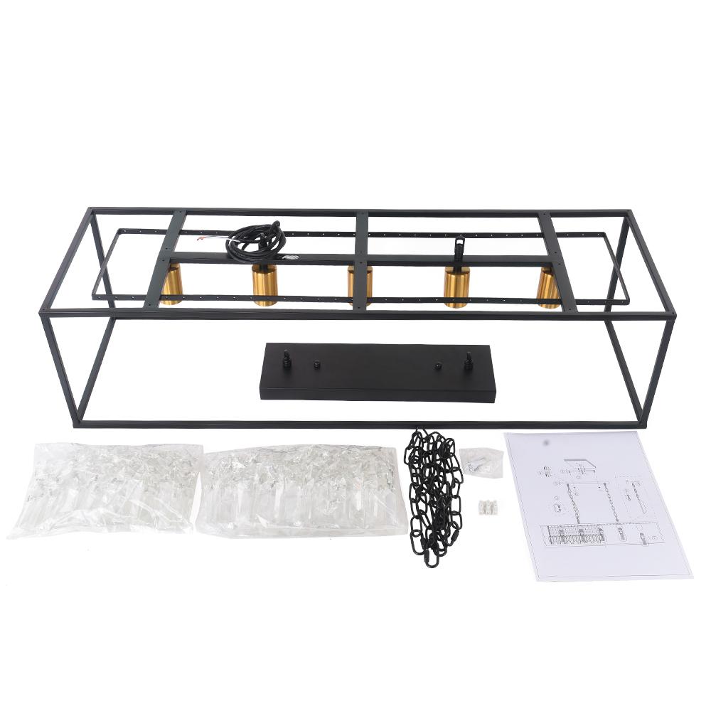 5-Light Crystal Rectangular Chandelier