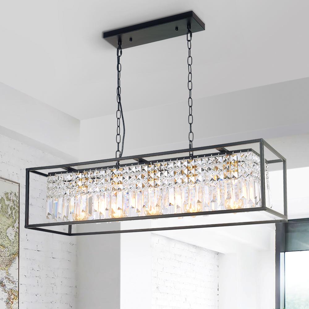 5-Light Crystal Rectangular Chandelier