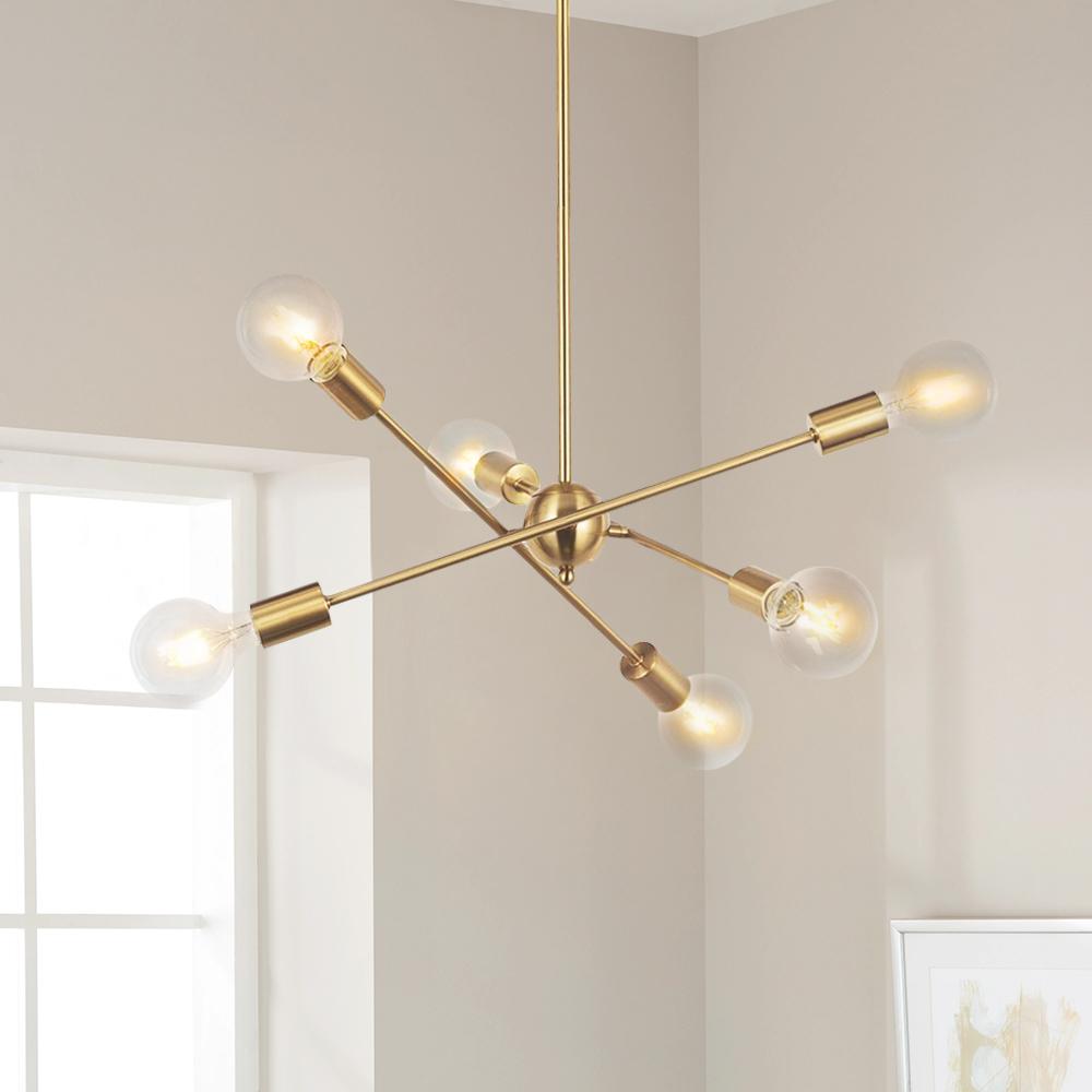 6-Light Brass Sputnik Chandelier