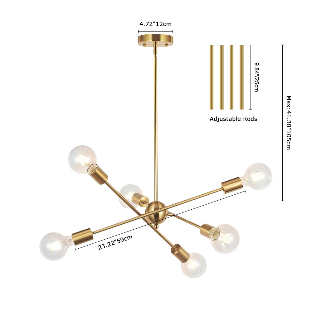 6-Light Brass Sputnik Chandelier