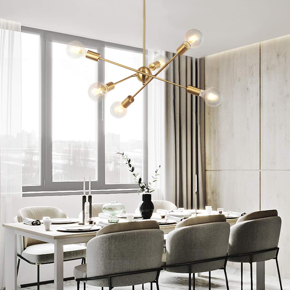 6-Light Brass Sputnik Chandelier