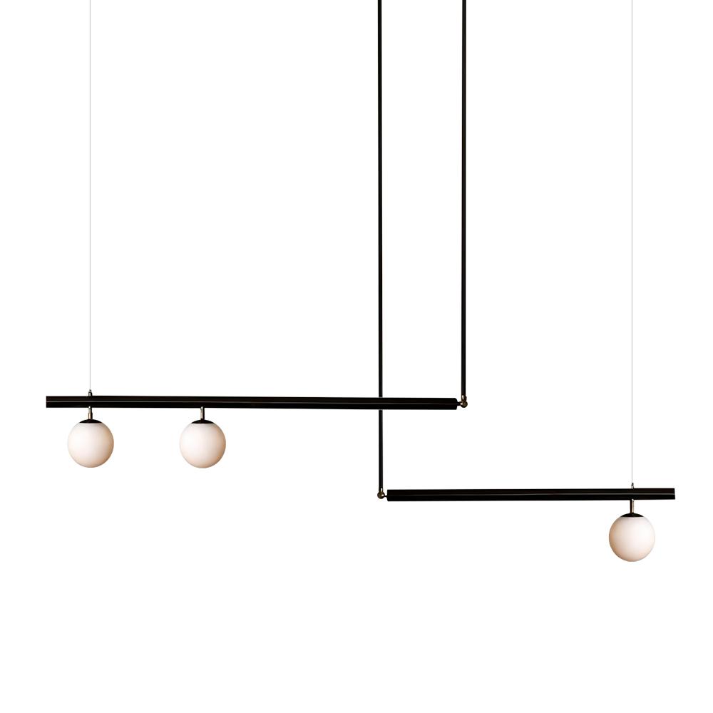 Mid-Century Modern Glass Globe Linear Chandelier
