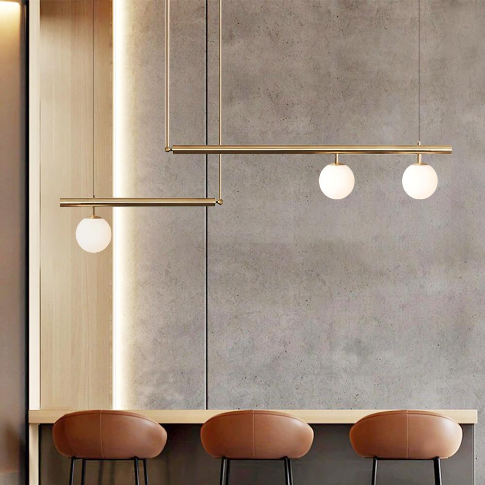 Mid-Century Modern Glass Globe Linear Chandelier