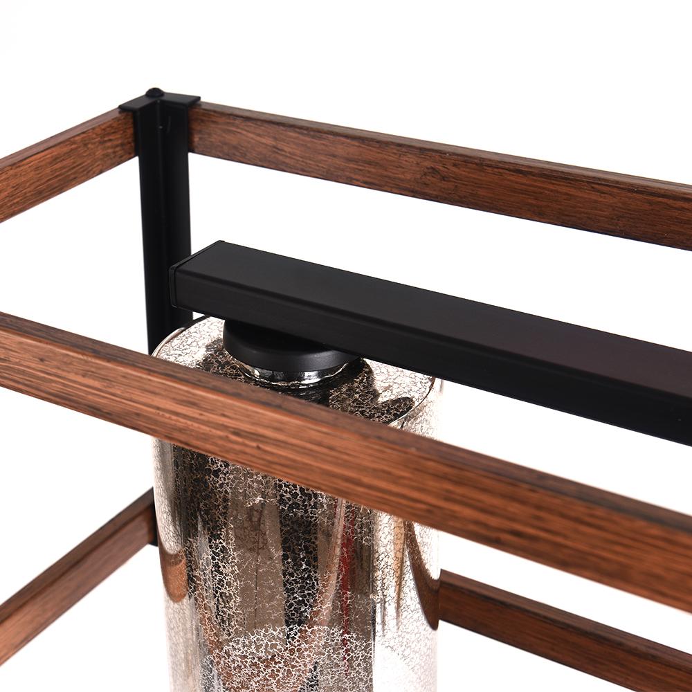 5-Light Black Rectangular Glass Chandelier