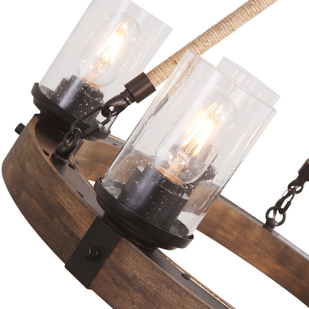 6-Light Farmhouse Wagon Wheel Chandelier