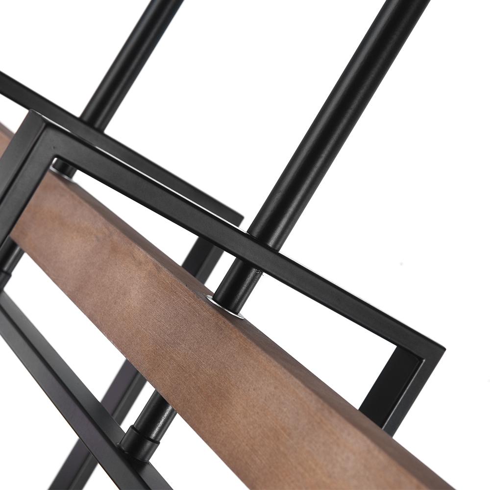 6-Light Black Wooden Rectangular Chandelier