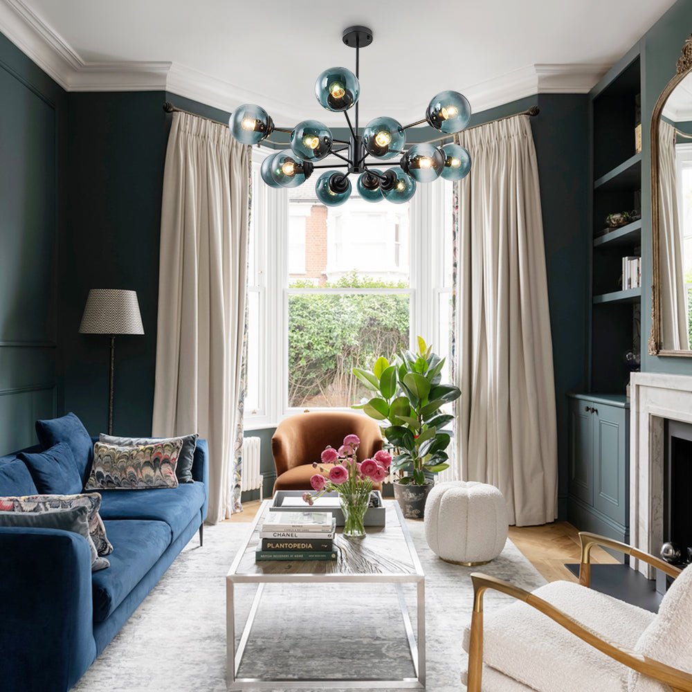 12-Light Gradient Blue Sputnik Bubble Chandelier