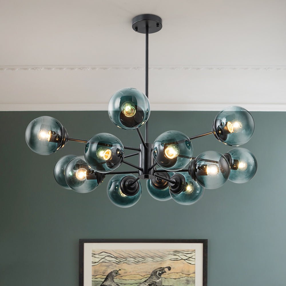 12-Light Gradient Blue Sputnik Bubble Chandelier