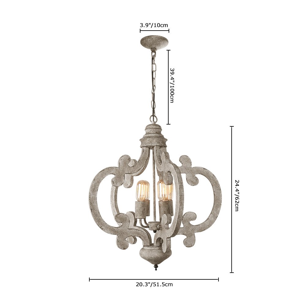 4-Light Distressed Wood Farmhouse Chandelier