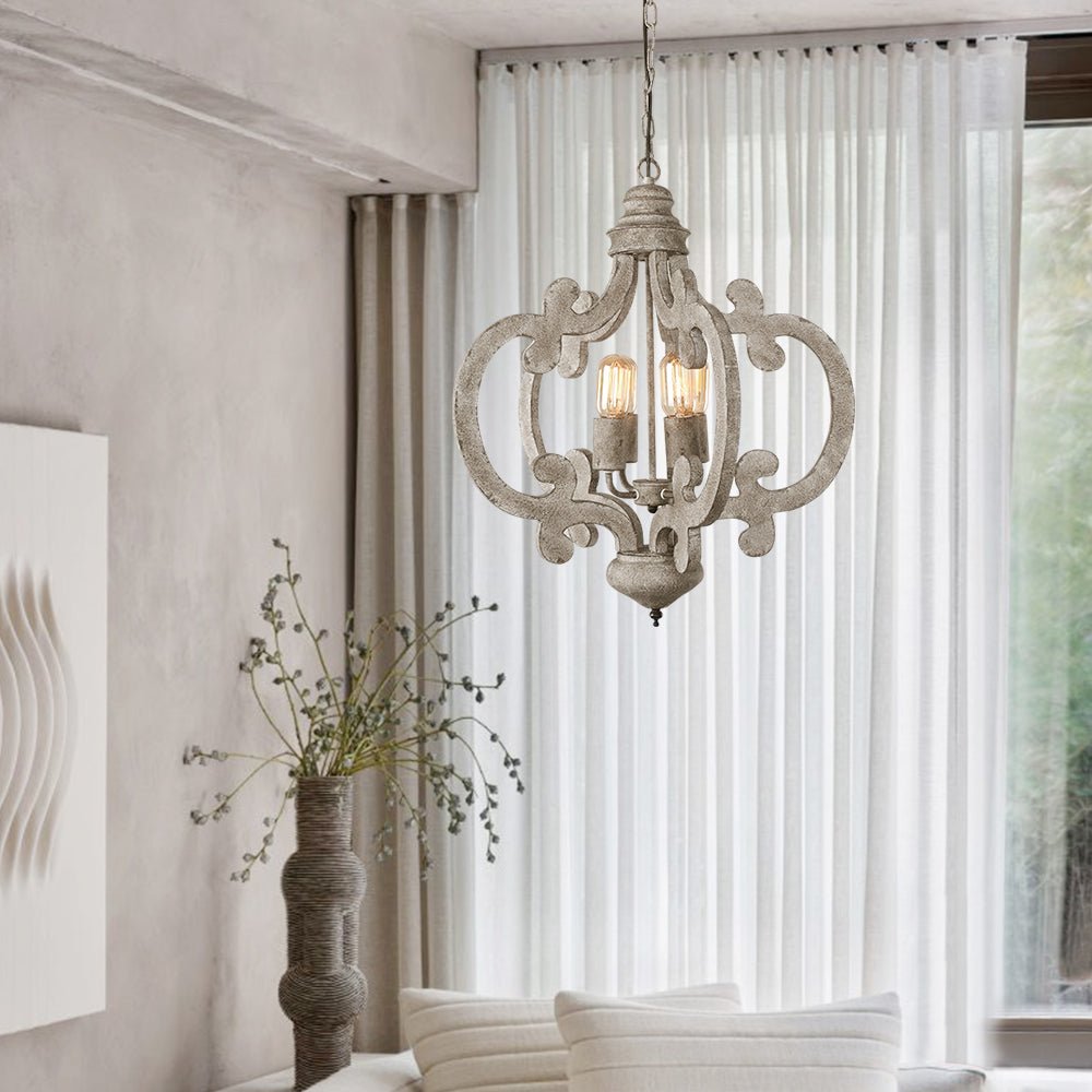 4-Light Distressed Wood Farmhouse Chandelier