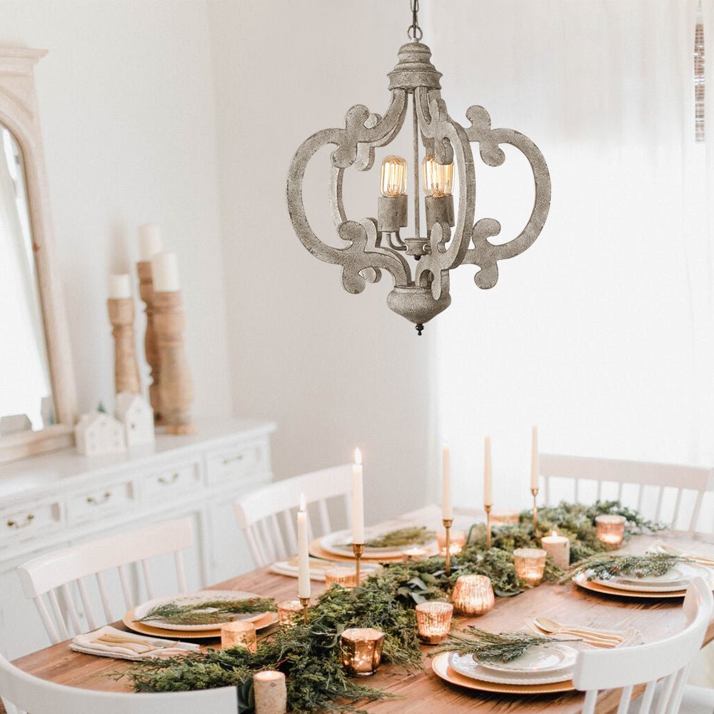 4-Light Distressed Wood Farmhouse Chandelier