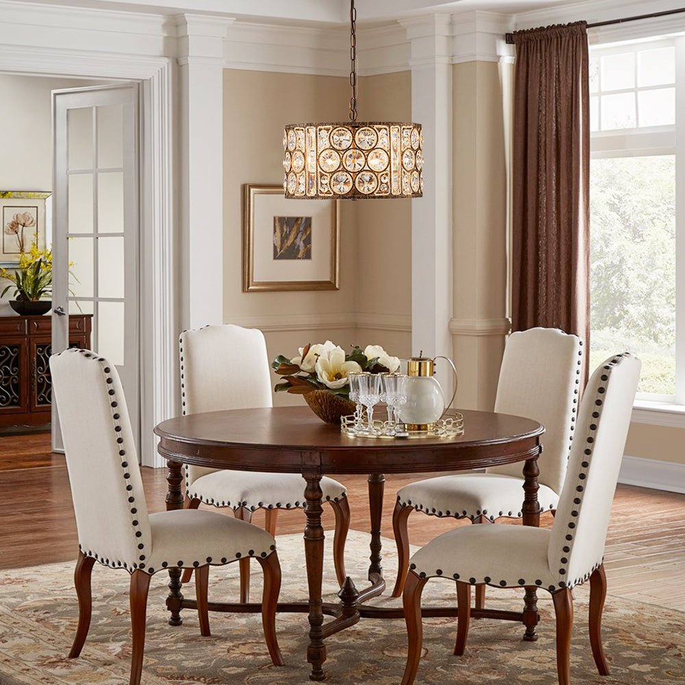 4-Light Vintage Crystal Drum Shade Chandelier