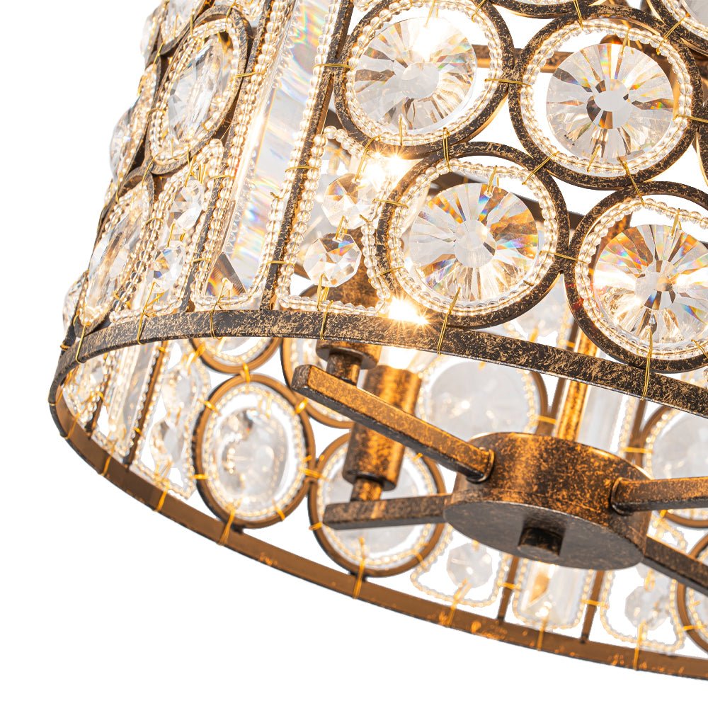 4-Light Vintage Crystal Drum Shade Chandelier