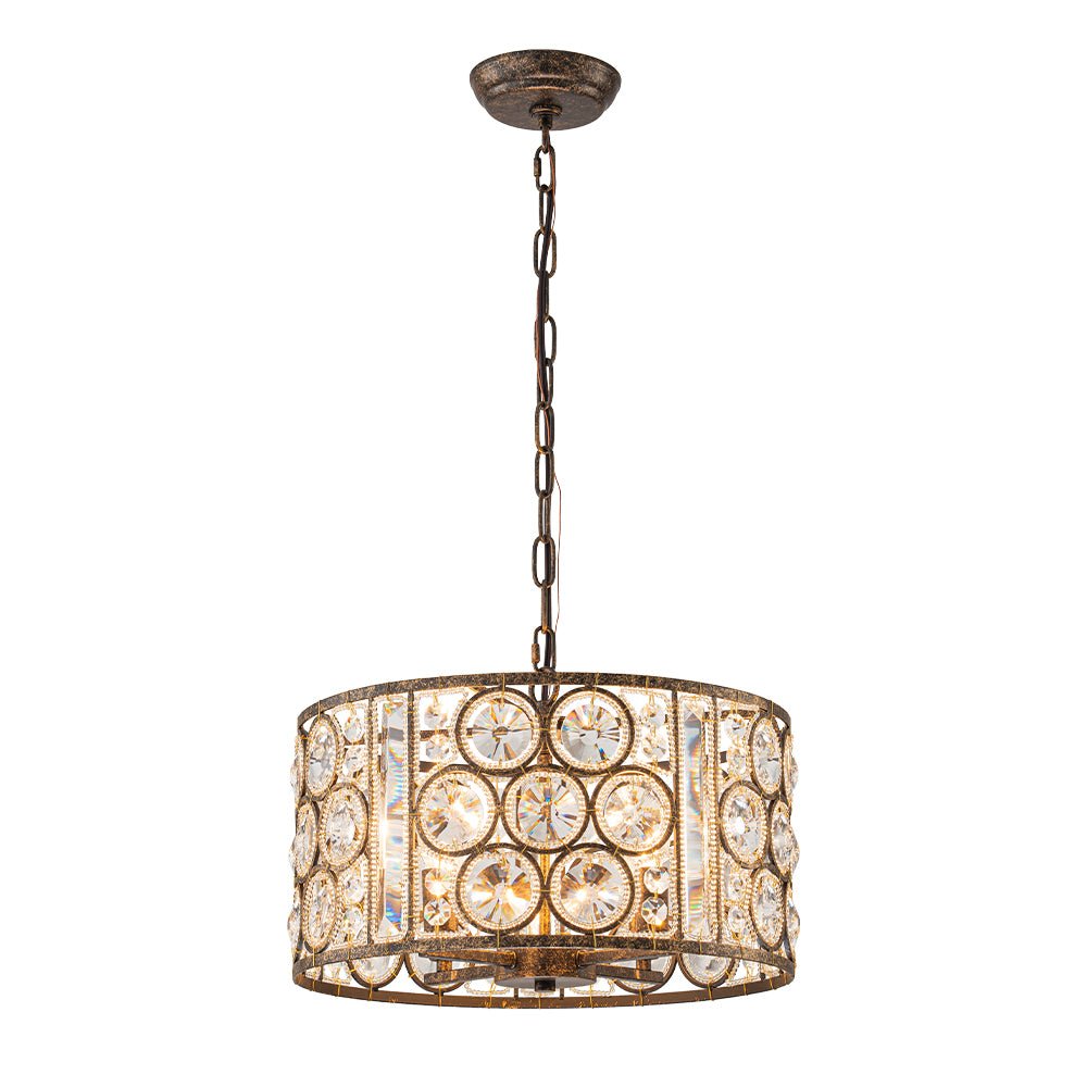 4-Light Vintage Crystal Drum Shade Chandelier