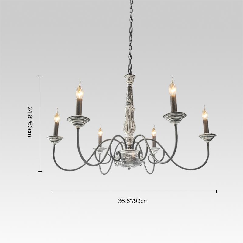 6-Light Distressed Gray Wood Chandelier
