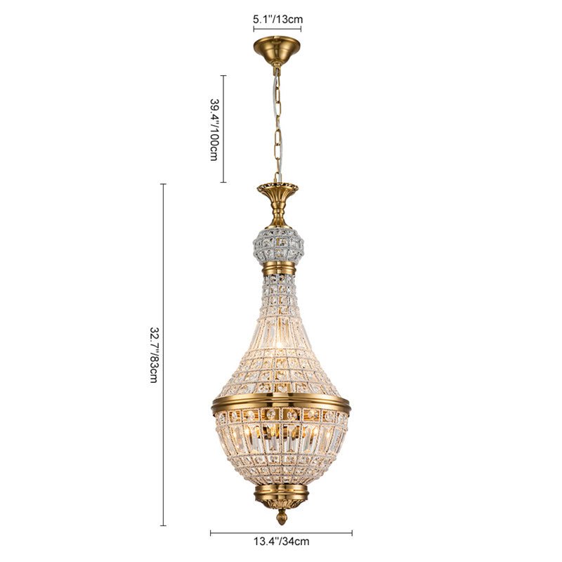 6-Light Gold Faceted Crystal Empire Chandelier
