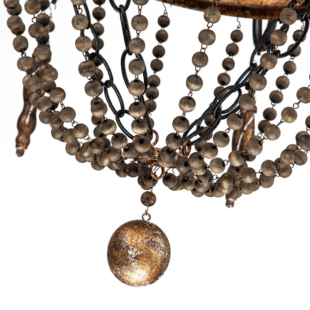 8-Light Rusty Beaded Empire Chandelier