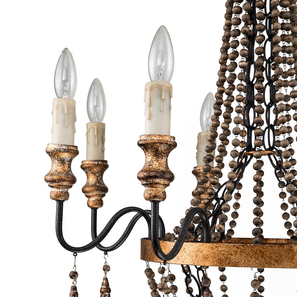 8-Light Rusty Beaded Empire Chandelier