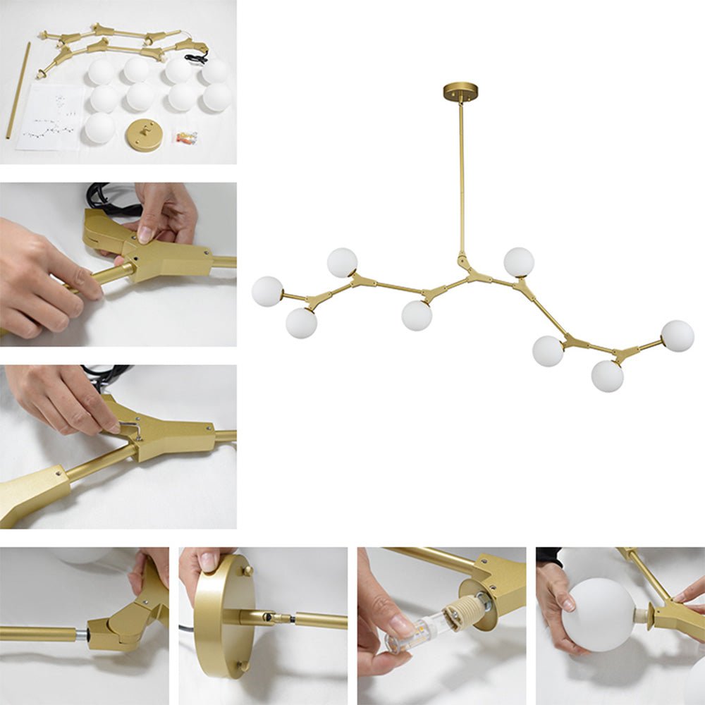 8-Light Branch Globe Chandelier | 2 Colours