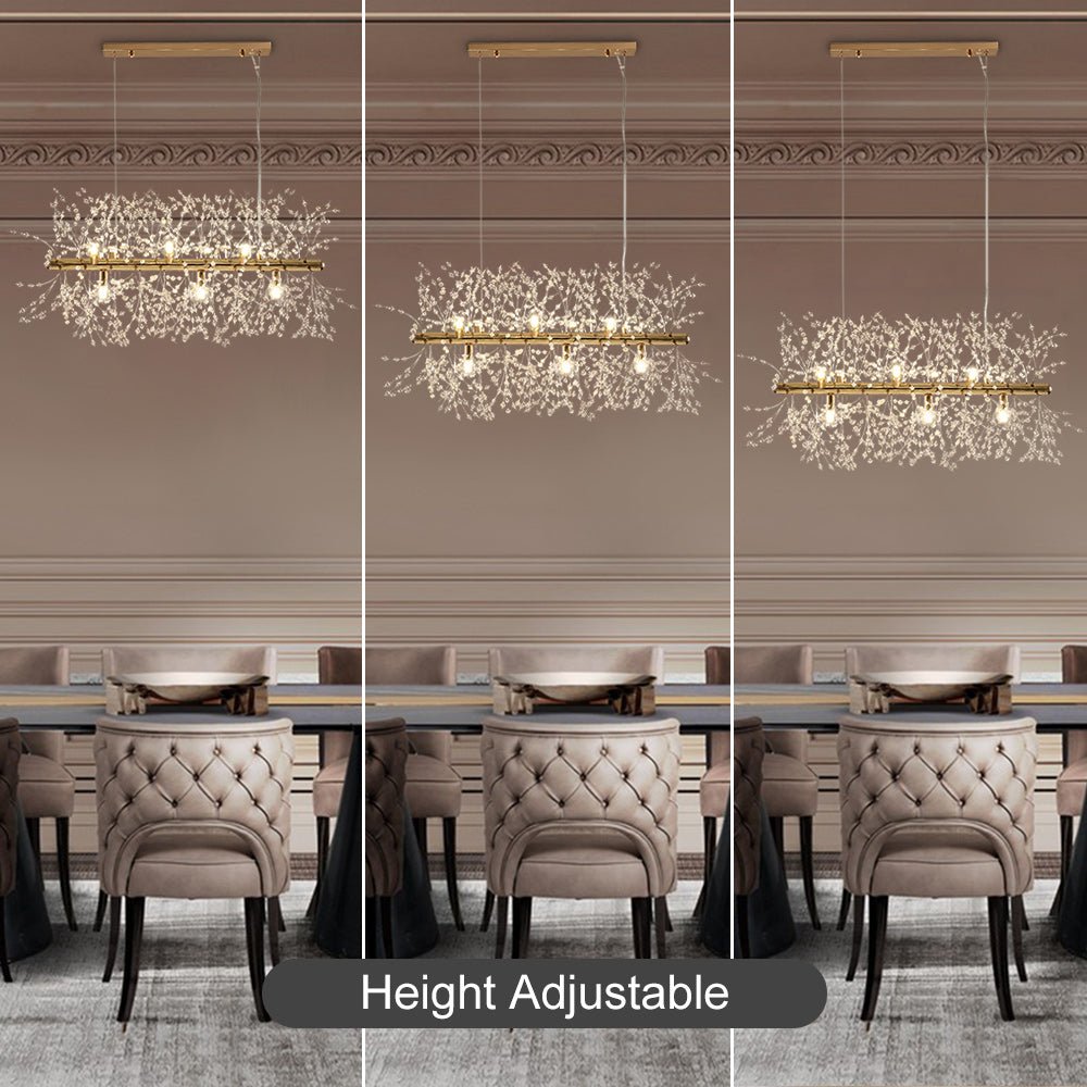 9-Light Linear Modern Crystal Chandelier